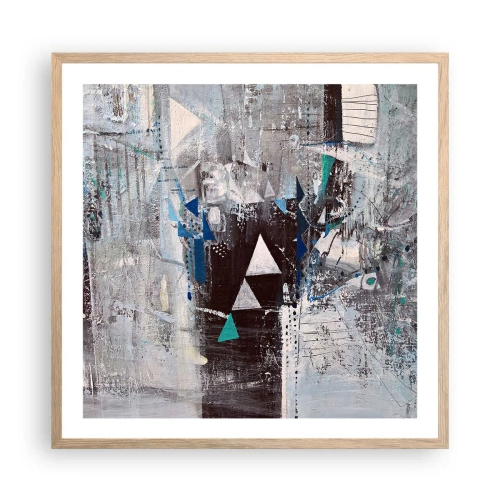 Affiche dans un chêne clair - Poster - Ordre prioritaire des triangles - 60x60 cm