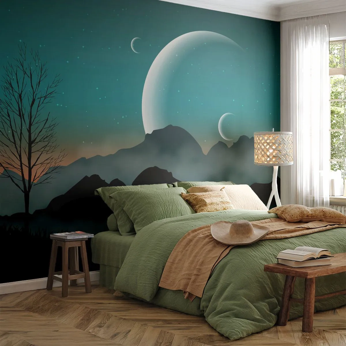 Papier Peint Photo Standard Eco - Carnaval de la nuit étoilée - Abstraction, Paysage, Montagnes - 400x280 cm