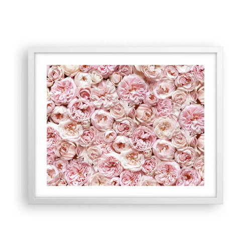 Affiche dans un cadre blanc - Poster - Un lit de roses - 50x40 cm