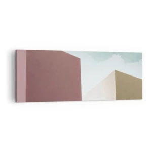 Impression sur toile - Image sur toile - Architecture minimaliste avec des blocs pastel et du ciel - 140x50cm - La géométrie d'un été ensoleillé - Décoration murale moderne pour le salon et la chambre ARTTOR