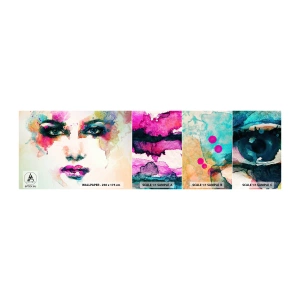 Échantillon De Papier Peint Standard Eco - Un portrait peint avec un arc-en-ciel - Abstraction, Visage de femme, Morceau - 100x30 cm