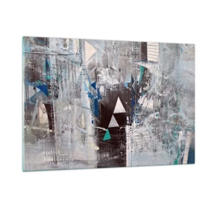 Impression sur verre - Image sur verre - Triangles géométriques sur fond de composition abstraite dans des tons de gris. - 120x80cm - Ordre prioritaire des triangles - Décoration murale moderne pour le salon et la chambre ARTTOR