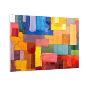Impression sur verre - Image sur verre - Composition abstraite de rectangles colorés - 100x70cm - Chacun est différent, tout est coloré - Décoration murale moderne pour le salon et la chambre ARTTOR