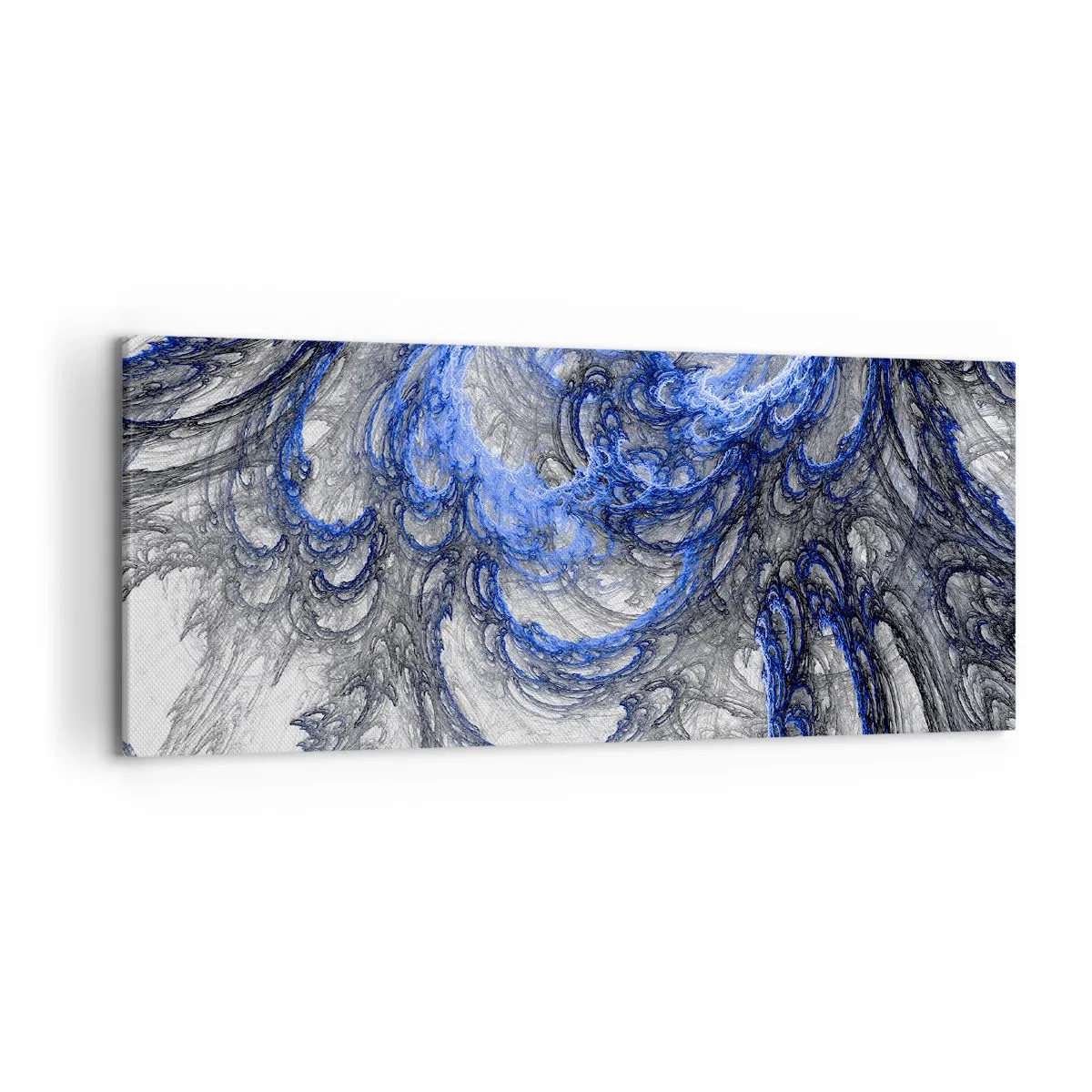 Impression sur toile - Image sur toile - Vagues abstraites dans des tons de bleu et de gris - 120x50cm - La naissance d'une vague - Décoration murale moderne pour le salon et la chambre ARTTOR