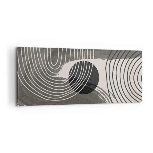 Impression sur toile - Image sur toile - Lignes géométriques et ovales dans des tons monochromes - 120x50cm - L'ovale gagne - Décoration murale moderne pour le salon et la chambre ARTTOR