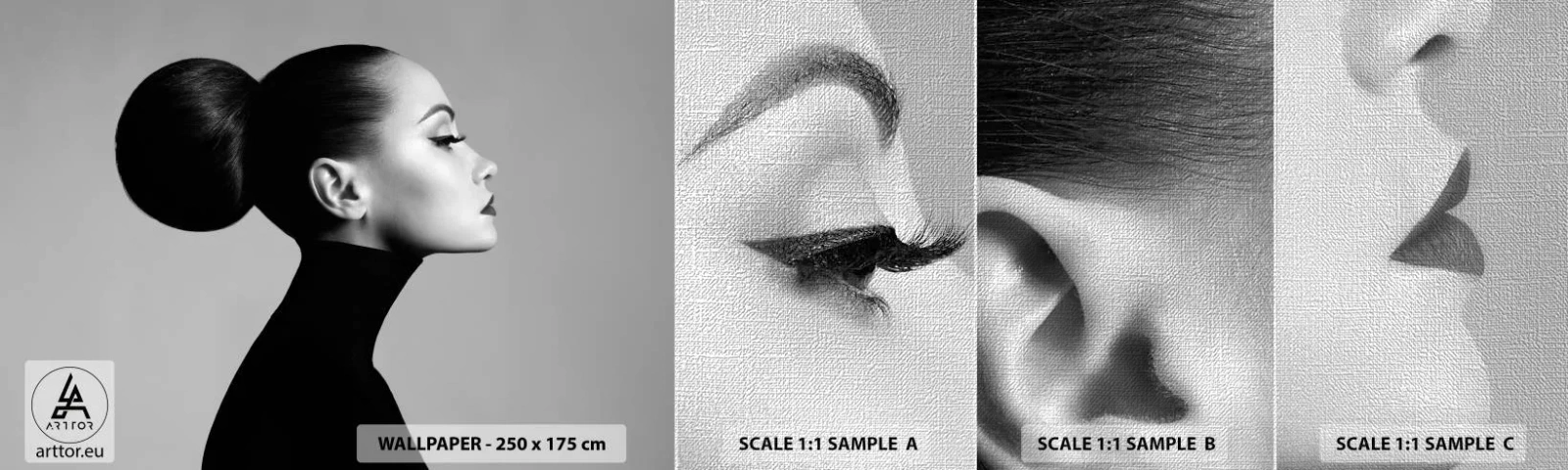 Échantillon de Papier Peint Premium Canvas - Néfertiti moderne - Femme, Coiffure, Modèle - 100x30 cm