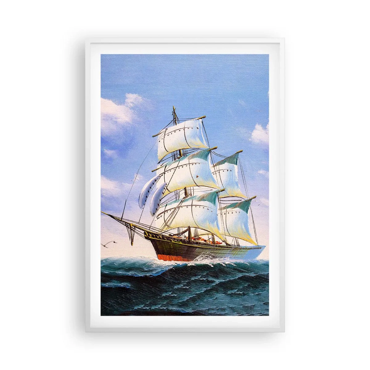 Affiche dans un cadre blanc - Poster - Fièrement avec le vent - 61x91 cm