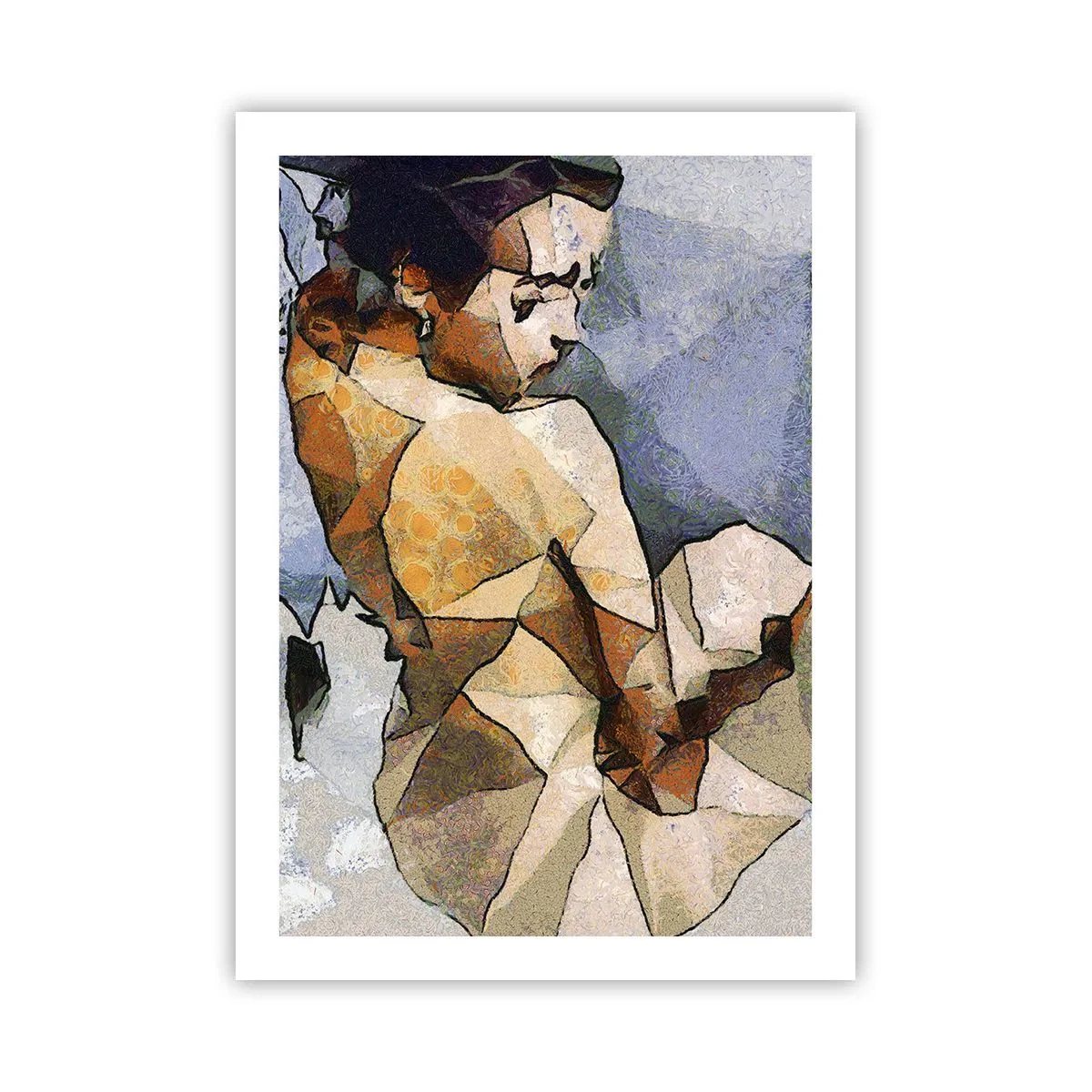 Affiche - Poster - Silhouette féminine dans un style mosaïque avec des formes géométriques - 50x70cm - Dans l'esprit du cubisme - Décoration murale moderne pour le salon et la chambre ARTTOR