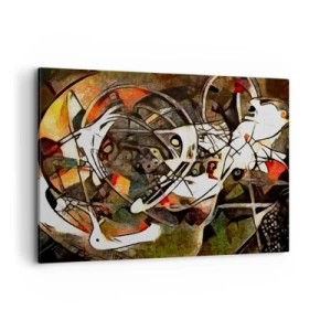 Impression sur toile - Image sur toile - Abstraction expressive dans des tons sombres avec des lignes dynamiques. - 100x70cm - Vous entendez le mouvement ? - Décoration murale moderne pour le salon et la chambre ARTTOR