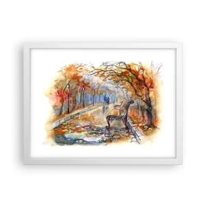 Affiche dans un cadre blanc - Poster - Errer ensemble à l'automne - 40x30 cm