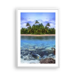 Affiche dans un cadre blanc - Poster - L'île céleste vous invite - 50x70 cm