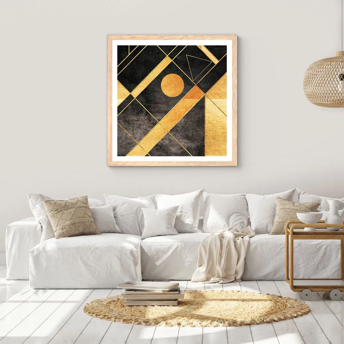 Affiche dans un chêne clair - Poster - Soleil du désert - 40x40 cm