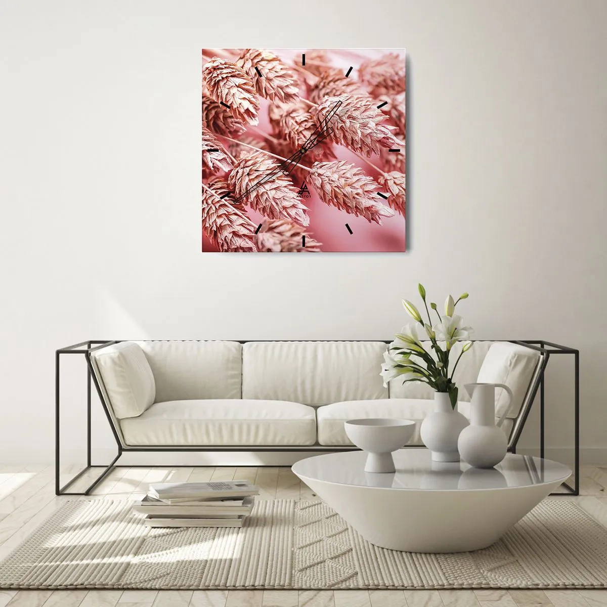 Horloge murale - Pendule murale - Une cascade florale en rose - 40x40 cm