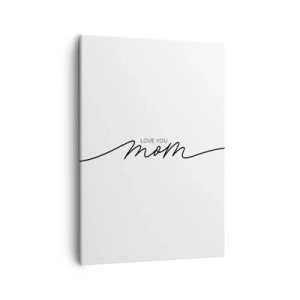 Impression sur toile - Image sur toile - Inscription minimaliste « Love You Mom » sur fond blanc - 50x70cm - Grand chamboulement - Décoration murale moderne pour le salon et la chambre ARTTOR