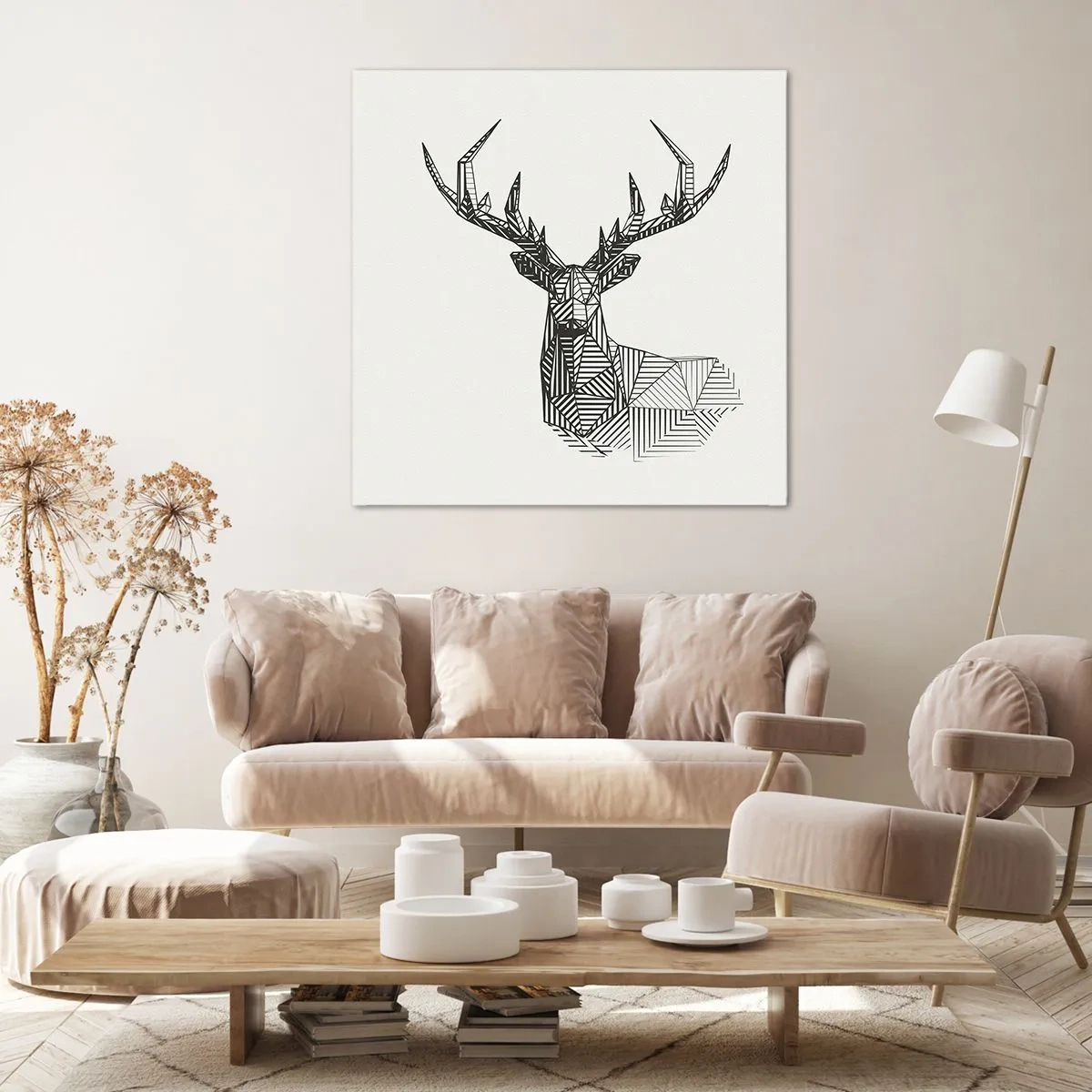 Impression sur toile - Image sur toile - Cerf dans un style cubique - 50x50 cm