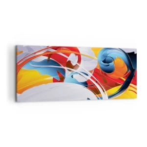 Impression sur toile - Image sur toile - Abstraction colorée avec des lignes dynamiques et des couleurs vives - 120x50cm - La danse des éléments - Décoration murale moderne pour le salon et la chambre ARTTOR