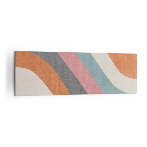 Impression sur toile - Image sur toile - Rayures rétro colorées - 160x50cm - Composition diagonale – mouvement - Décoration murale moderne pour le salon et la chambre ARTTOR