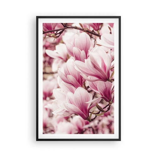 Affiche dans un cadre noir - Poster - Le printemps est rose - 61x91 cm