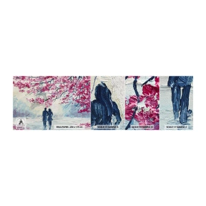 Échantillon de Papier Peint Autocollant Deluxe Sticker - Ballade romantique - Paris, tour Eiffel, Couple amoureux - 100x30 cm