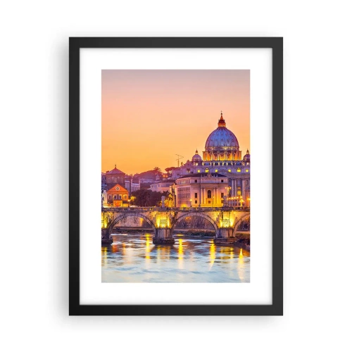 Affiche dans un cadre noir - Poster - Coucher de soleil sur la ville éternelle - 30x40 cm