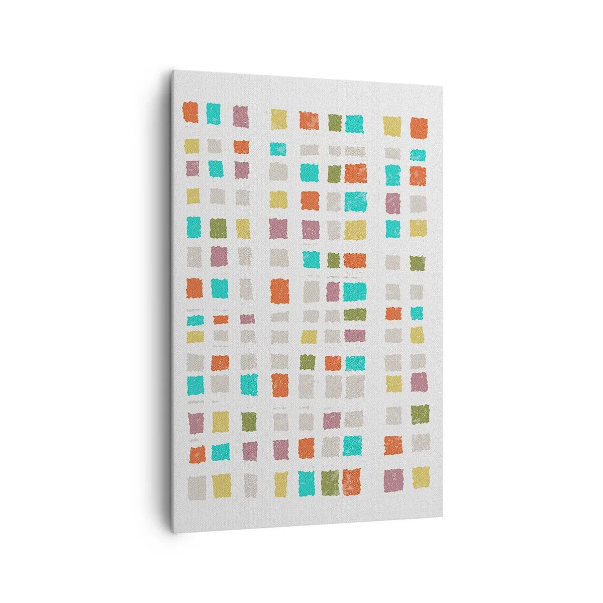 Impression sur toile - Image sur toile - Carrés colorés dans un arrangement minimaliste sur fond blanc - 80x120cm - Jeu inconnu - Décoration murale moderne pour le salon et la chambre ARTTOR