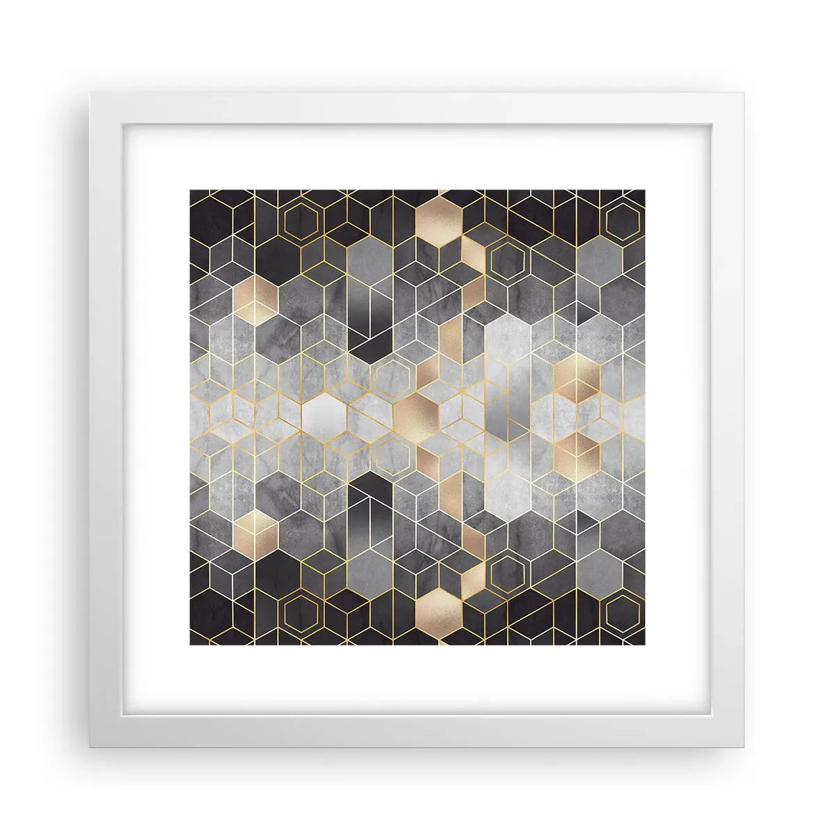 Affiche dans un cadre blanc - Poster - Composition de diamants - 30x30 cm