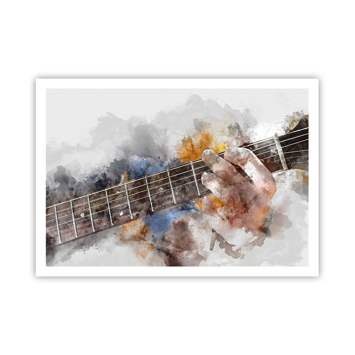Affiche - Poster - Image abstraite d'une main jouant de la guitare - 100x70cm - La poésie entre les cordes - Décoration murale moderne pour le salon et la chambre ARTTOR
