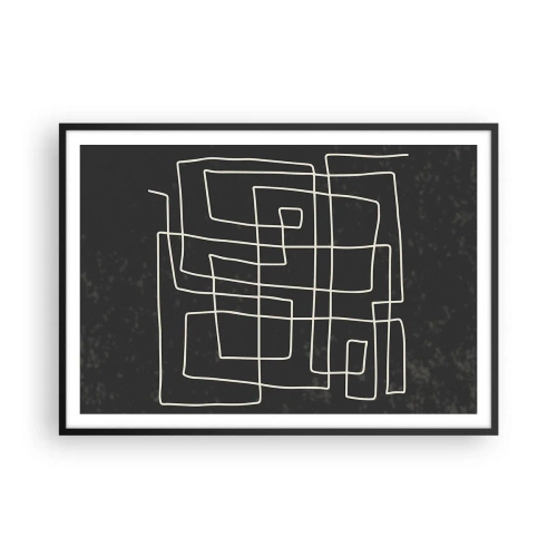 Affiche dans un cadre noir - Poster - Motif géométrique abstrait sur fond sombre - 100x70cm - Pas aussi simple - Décoration murale moderne pour le salon et la chambre ARTTOR