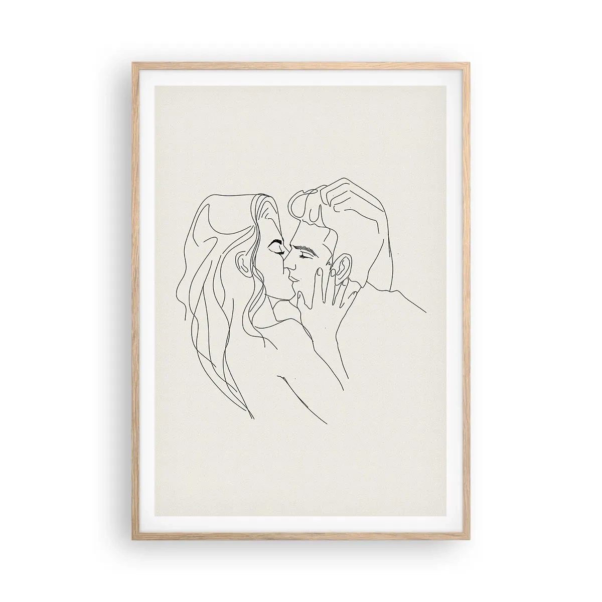 Affiche dans un chêne clair - Poster - Enlacé de sentiment - 70x100 cm