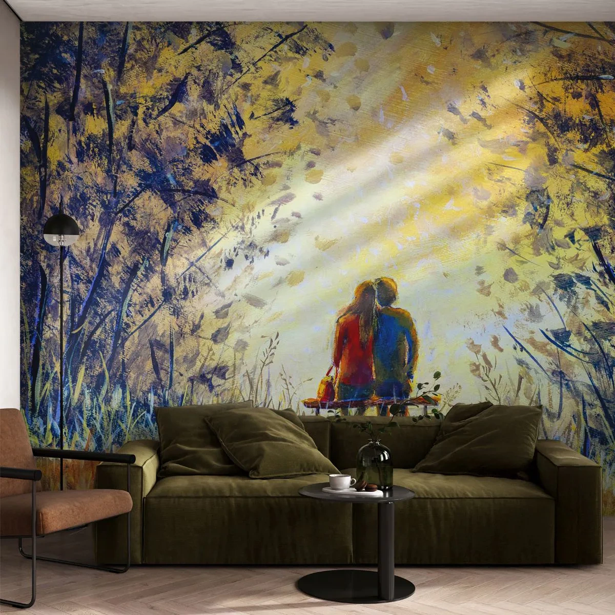 Papier Peint Autocollant Deluxe Sticker - Moment magique - Couple d'amoureux, Parc, Nature - 250x175 cm