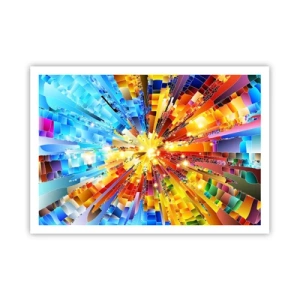 Affiche - Poster - Une explosion dynamique de couleurs et de lumière - 100x70cm - In medias res - Décoration murale moderne pour le salon et la chambre ARTTOR
