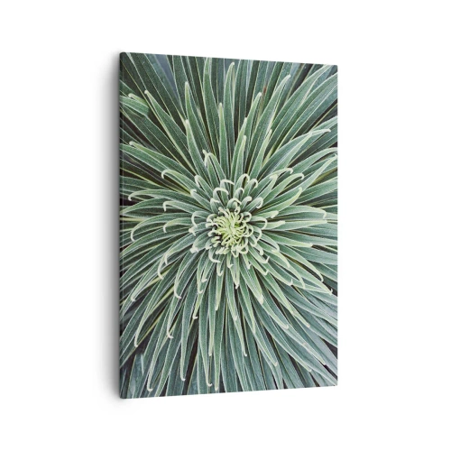 Impression sur toile - Image sur toile - Disposition symétrique de feuilles vertes ressemblant à une étoile - 50x70cm - Naissance d'une étoile - Décoration murale moderne pour le salon et la chambre ARTTOR