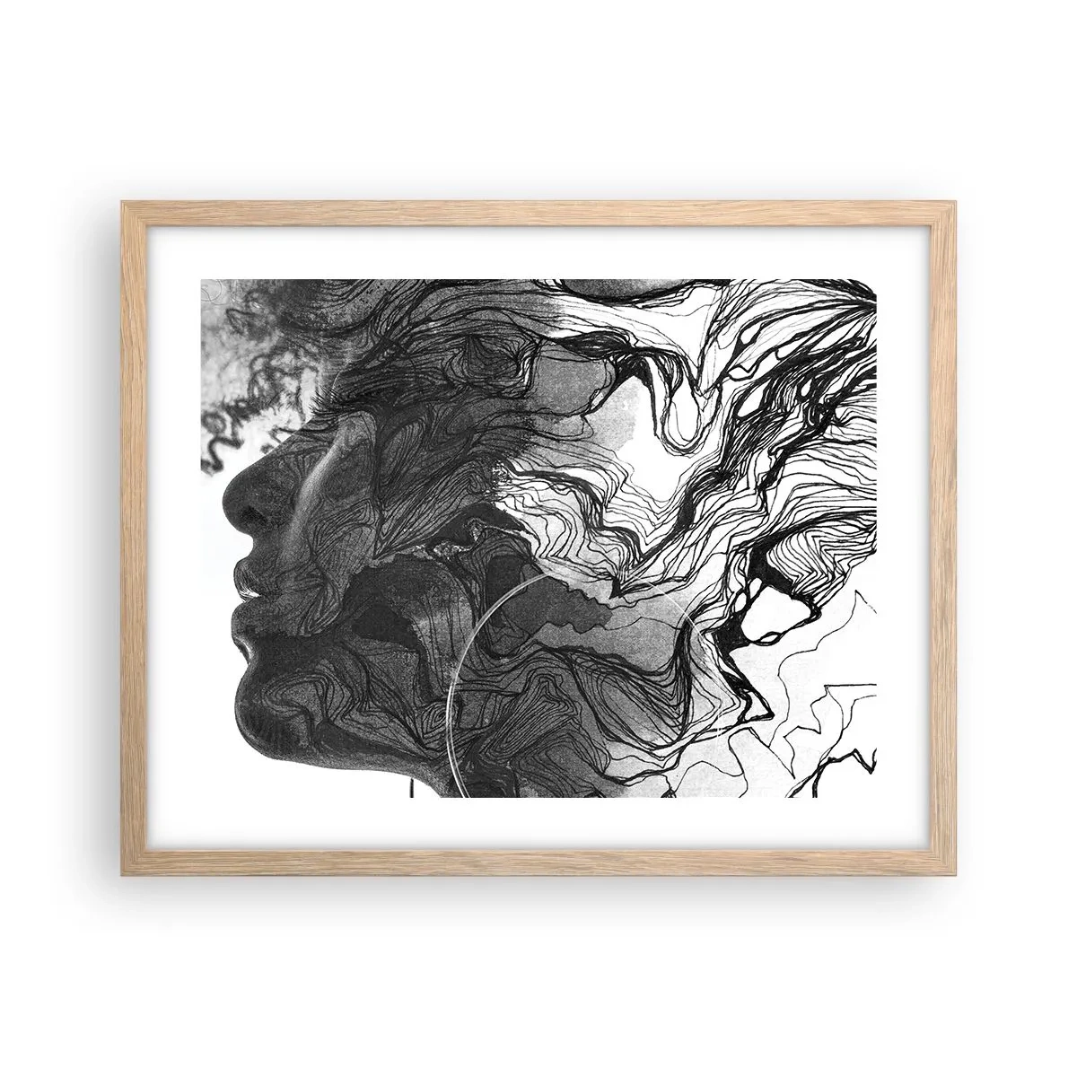 Affiche dans un chêne clair - Poster - Emmêlé dans les rêves - 50x40 cm