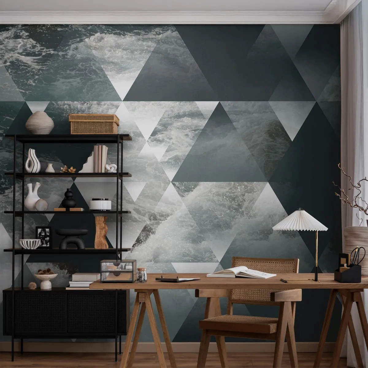 Papier Peint Autocollant Deluxe Sticker - Point de vue de cristal - Abstraction, Vagues, Morceau - 250x175 cm