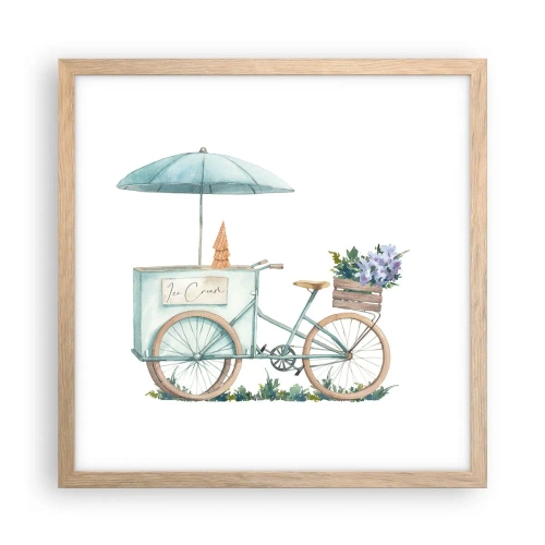 Affiche dans un chêne clair - Poster - Doux souvenir d'été - 40x40 cm