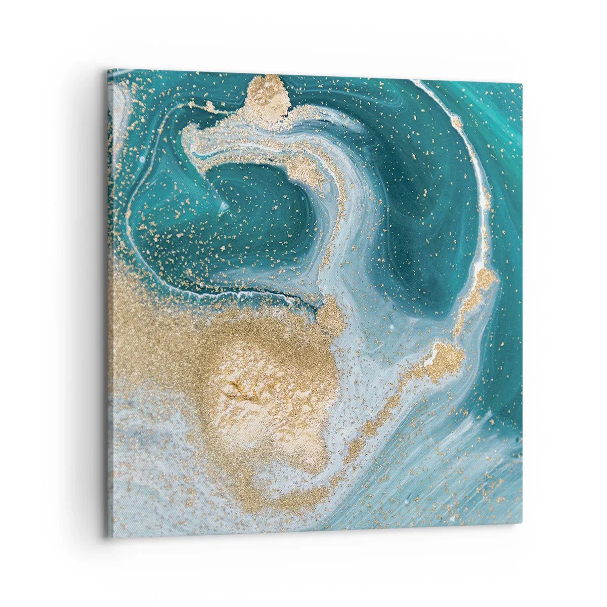 Impression sur toile - Image sur toile - Tourbillon d'or et de turquoise - 60x60 cm