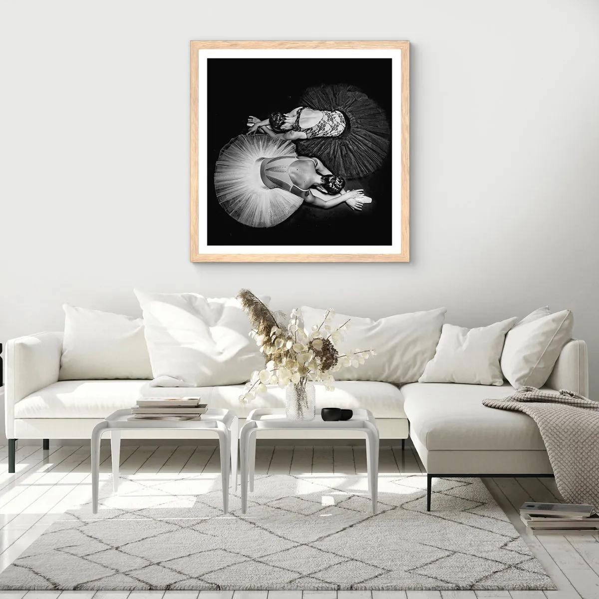 Affiche dans un chêne clair - Poster - Jin et jang – équilibre idéal - 40x40 cm