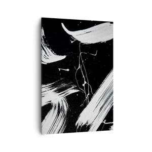 Impression sur toile - Image sur toile - Traits blancs abstraits sur fond noir - 70x100cm - Briser les ténèbres - Décoration murale moderne pour le salon et la chambre ARTTOR