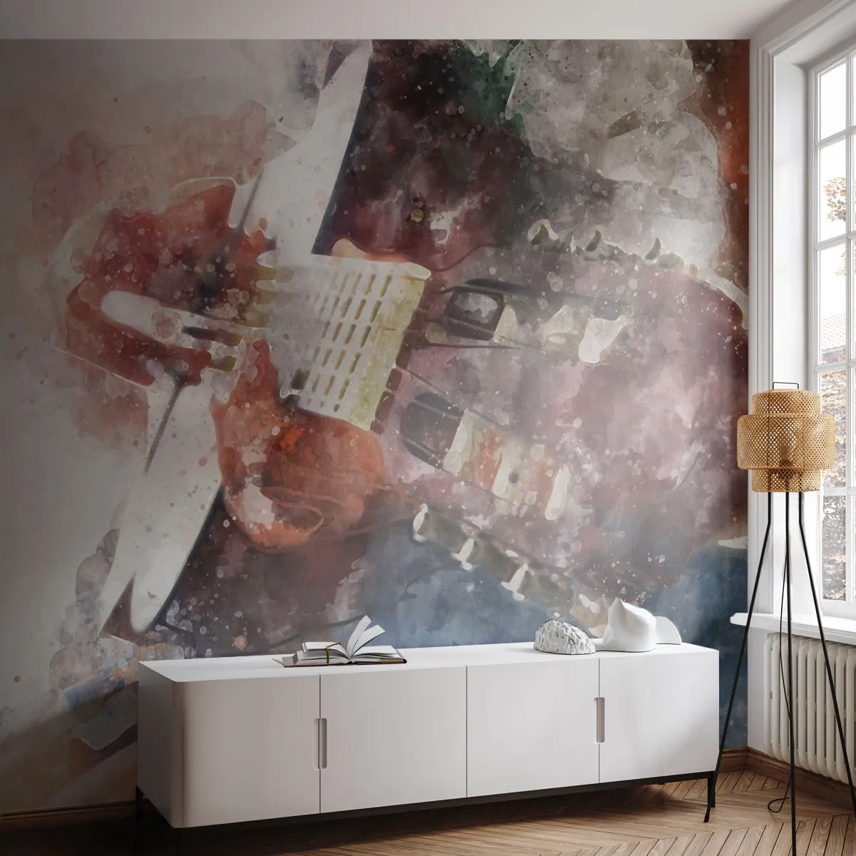 Papier Peint Photo Premium Sand - Et qu'en pensez-vous ? - Abstraction, Musique, Guitare - 350x256 cm