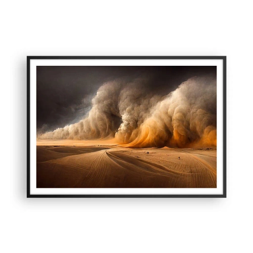Affiche dans un cadre noir - Poster - Impressionnante tempête de sable dans le désert - 100x70cm - La colère du désert - Décoration murale moderne pour le salon et la chambre ARTTOR