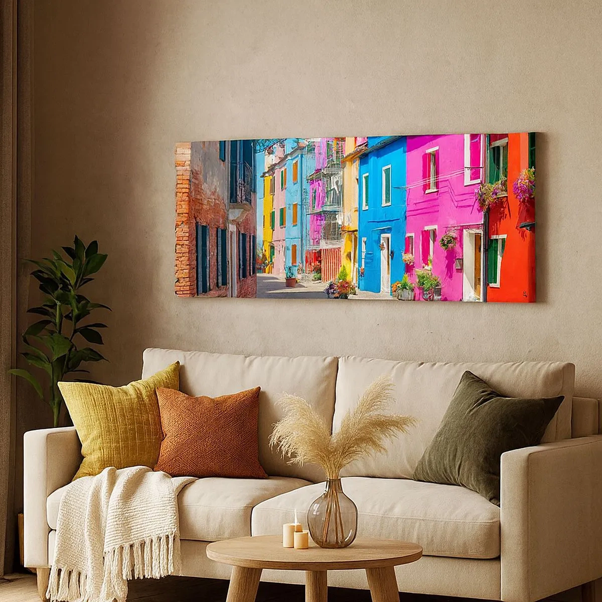 Impression sur toile - Image sur toile - Ville "Sous les perroquets" - 100x40 cm