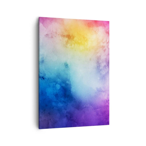 Impression sur toile - Image sur toile - Une composition abstraite dans des tons pastel de rose et de bleu. - 50x70cm - Presque au septième ciel - Décoration murale moderne pour le salon et la chambre ARTTOR