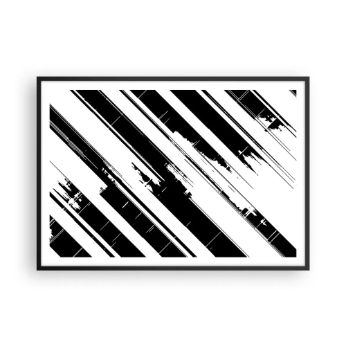 Affiche dans un cadre noir - Poster - Lignes noires et blanches et motifs géométriques dans un style moderne - 100x70cm - Une composition intense et dynamique - Décoration murale moderne pour le salon et la chambre ARTTOR