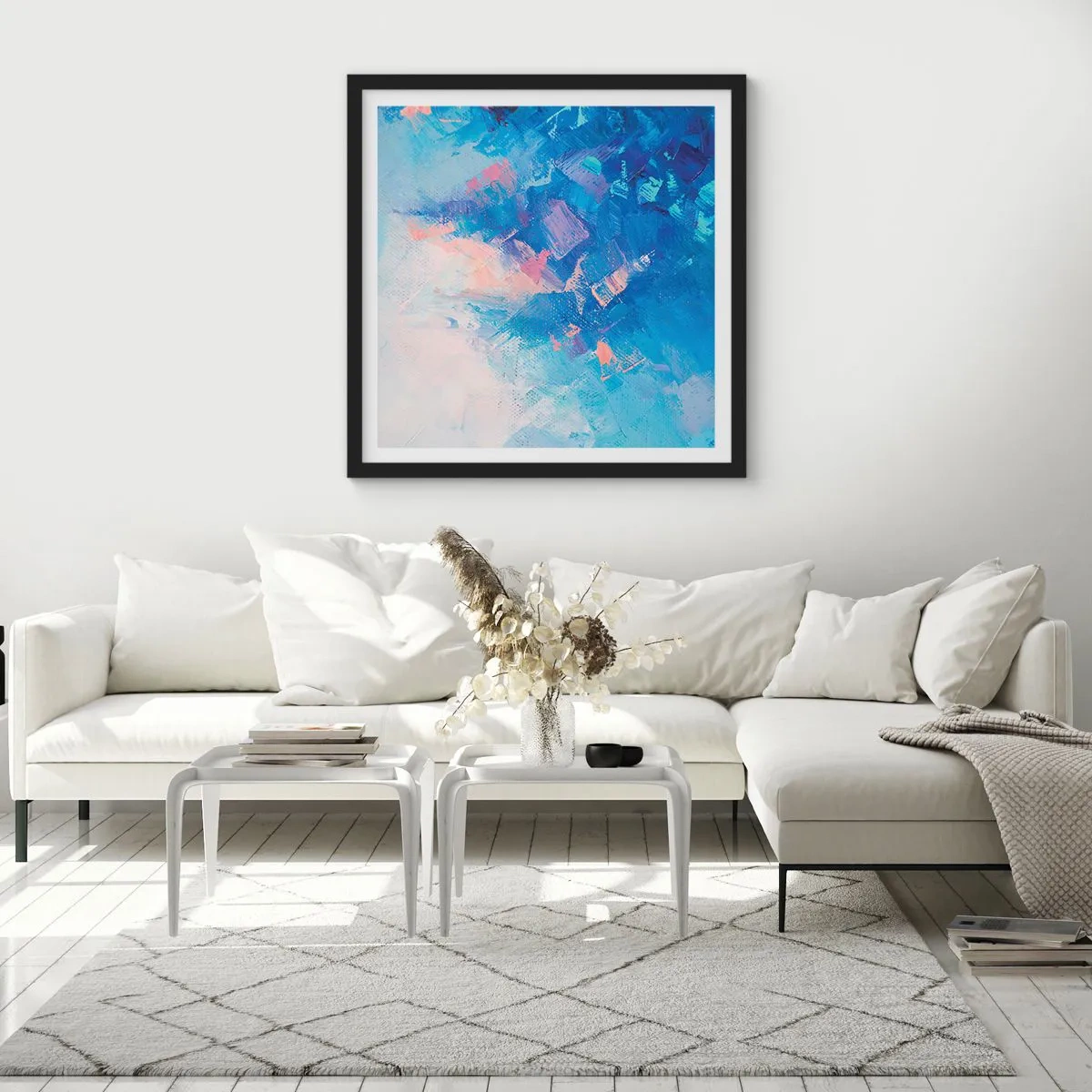 Affiche dans un cadre noir - Poster - Abstraction hivernale - 30x30 cm