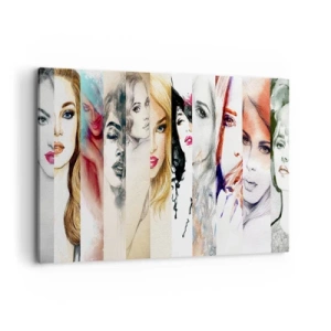Impression sur toile - Image sur toile - Une collection de portraits de femmes dans divers styles artistiques. - 120x80cm - Et c'est toujours TOI - Décoration murale moderne pour le salon et la chambre ARTTOR