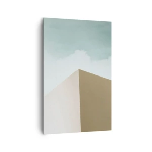 Impression sur toile - Image sur toile - Architecture minimaliste avec des blocs pastel et du ciel - 80x120cm - La géométrie d'un été ensoleillé - Décoration murale moderne pour le salon et la chambre ARTTOR