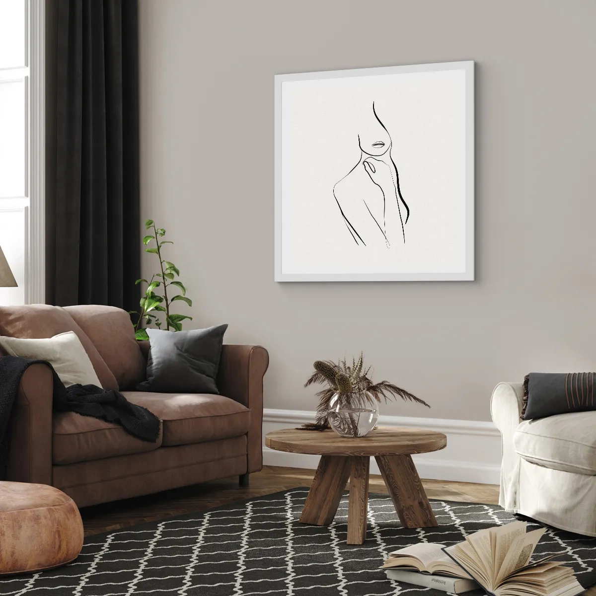 Affiche dans un cadre blanc - Poster - Vague de mélancolie - 50x50 cm