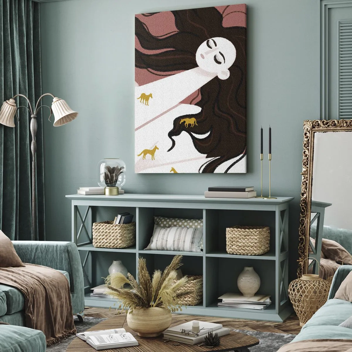 Impression sur toile - Image sur toile - Rêve d'un cheval d'or - 65x120 cm