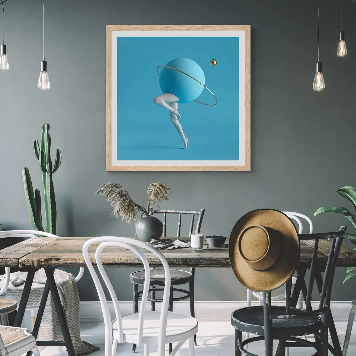 Affiche dans un chêne clair - Poster - Et les planètes deviennent folles - 50x50 cm