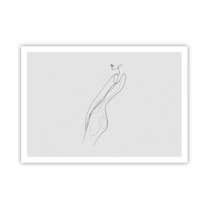 Affiche - Poster - Une ligne minimaliste montrant une silhouette sur un fond clair - 100x70cm - Juste une promesse - Décoration murale moderne pour le salon et la chambre ARTTOR